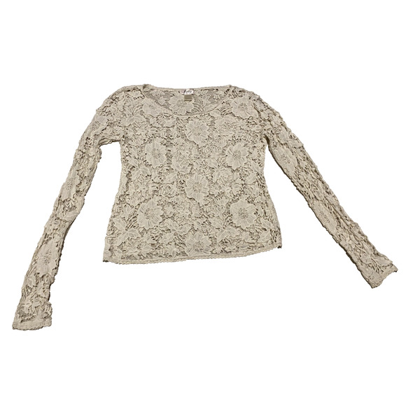 Freeway Womens Blouse Fairy Large Ivory Lace Feminine Boho Floral Festival Top - Picture 4 of 13